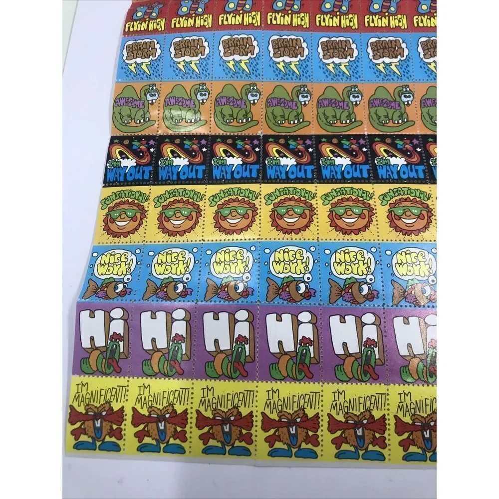 Kellogg's Cereal Fun Stamps Sheet Stickers Vintage 1980s. Rare